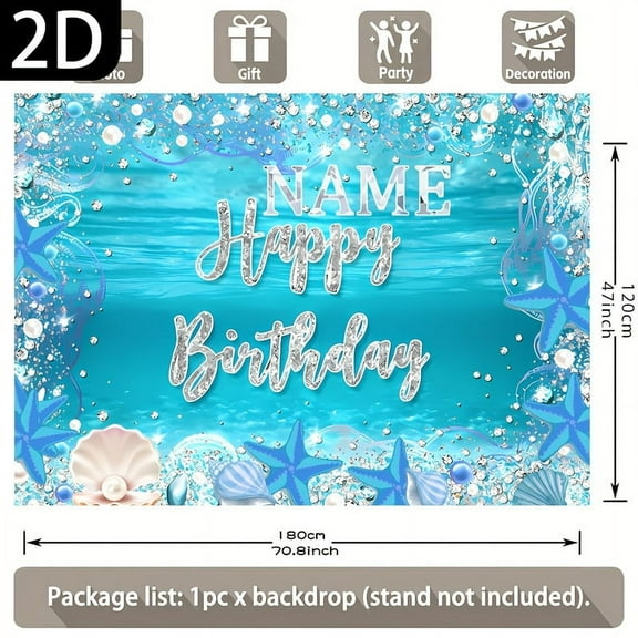 Custom blue pearl  Party Decorations Banner shell  Sign Backdrop Photo Booth Props Background Party Favors