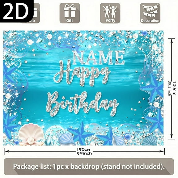 Custom blue pearl  Party Decorations Banner shell  Sign Backdrop Photo Booth Props Background Party Favors