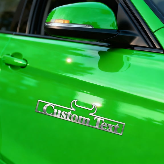 Custom car Stickers, Custom Stainless Steel Bull Car Stickers, Personalized Name & Text Emblem, Waterproof Metal Decal for Cars, Vans, Boats, Bicycles, Refrigerators, Walls & Doors