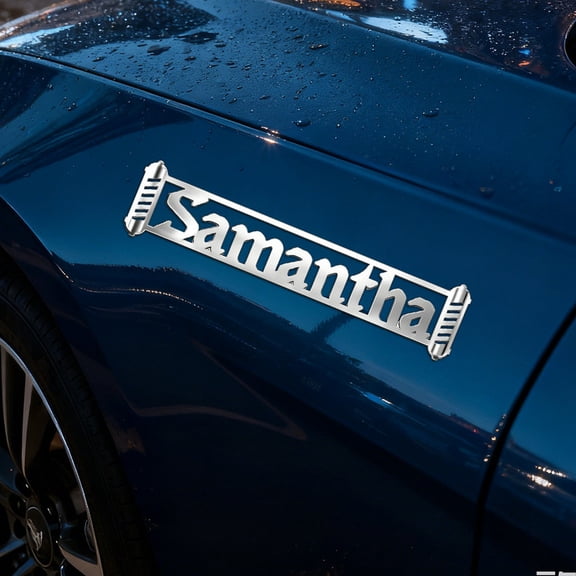 Custom car Stickers, Custom Stainless Steel Scroll Car Stickers, Personalized Name & Text Emblem, Waterproof Metal Decal for Cars, Vans, Boats, Bicycles, Refrigerators, Walls & Doors