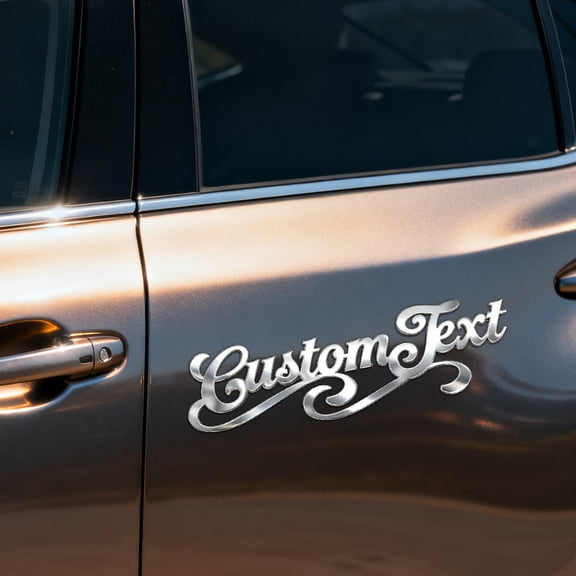 Custom car Stickers, Custom Stainless Steel Streamline Decoration Car Stickers, Personalized Name & Text Emblem, Waterproof Metal Decal for Cars, Vans, Boats, Bicycles, Refrigerators, Walls & Doors