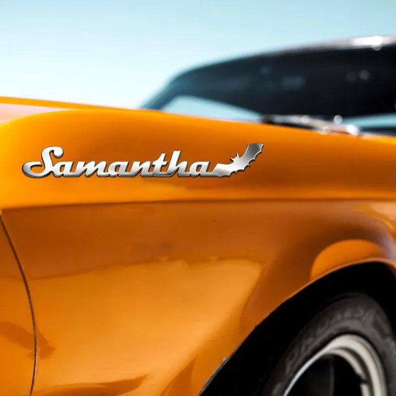 Custom car stickers, Custom Stainless Steel Bat Car Stickers, Personalized Name & Text Emblem, Waterproof Metal Decal for Cars, Vans, Boats, Bicycles, Refrigerators, Walls & Doors