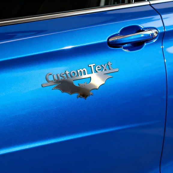 Custom car stickers, Custom Stainless Steel Bat Car Stickers, Personalized Name & Text Emblem, Waterproof Metal Decal for Cars, Vans, Boats, Bicycles, Refrigerators, Walls & Doors