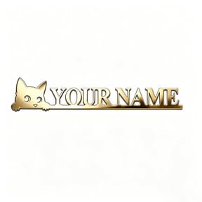 Custom car stickers,Custom Stainless Steel Cute Cat Car Stickers, Personalized Name & Text Emblem, Waterproof Metal Decal for Cars, Vans, Boats, Bicycles, Refrigerators, Walls & Doors