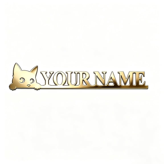 Custom car stickers,Custom Stainless Steel Cute Cat Car Stickers, Personalized Name & Text Emblem, Waterproof Metal Decal for Cars, Vans, Boats, Bicycles, Refrigerators, Walls & Doors