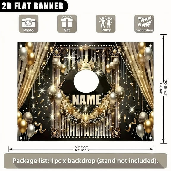 Custom luxury  Party Decorations Banner Golden Sign Backdrop Photo Booth Props Background Party Favors