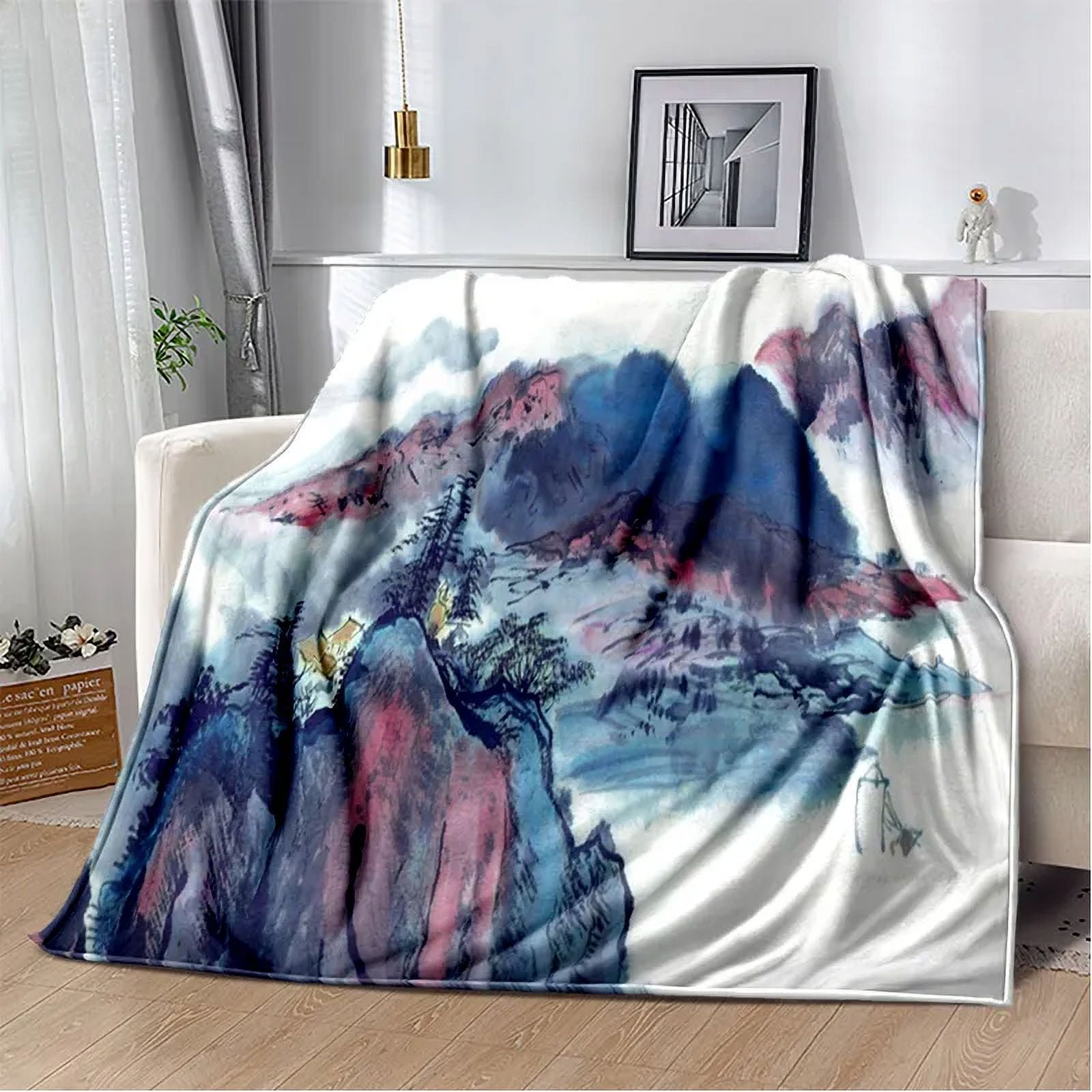 Custom made blanket light and warm for home sofa bed picnic camping blanket gift blankets for beds Ink painting Picnic Walmart