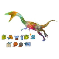 Custom name Watercolor Cute Dinosaur ArtWall Decal Decoration Joyful Cartoon Cartoon Animals Decorating Ideas for Child's Bedroom Size: 10 In(W) x 6 In(H)