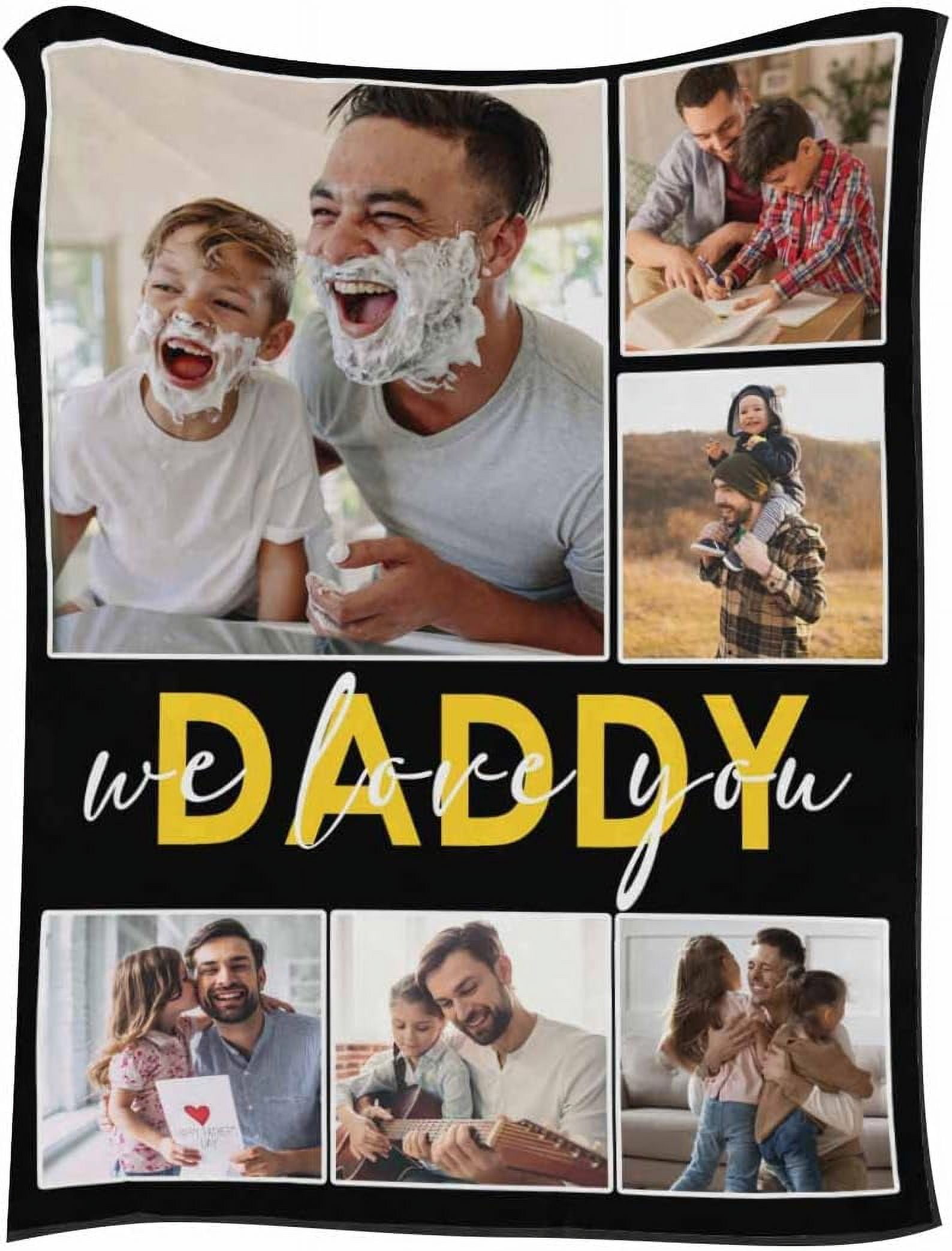 Custom to My Best Dad in The World,Dark Blue Background Photo Blanket