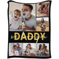 Custom to My Best Dad in The World,Dark Blue Background Photo Blanket