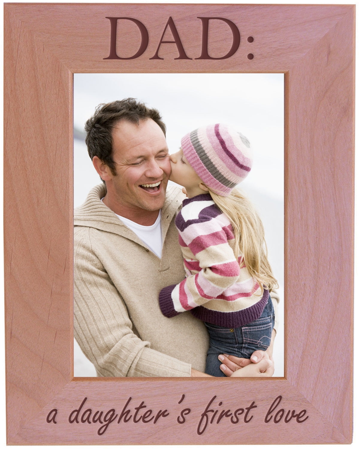CustomGiftsNow DAD: A Daughter's First Love - Wood Picture Frame - Fit's 5x7 Inch Picture for father's or Christmas for dad, father (Vertical)