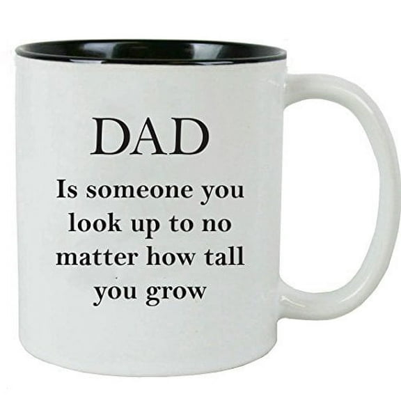 CustomGiftsNow Dad: Someone You Look Up To 11 oz Ceramic Coffee Mug with FREE Gift Box - Gift for Father's Day, Christmas for Dad, Grandpa, Grandfather, Papa, Husband (Black)