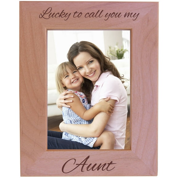 CustomGiftsNow Lucky To Call You My Aunt - Wood Picture Frame - Fits 5x7 Inch Picture (Vertical)