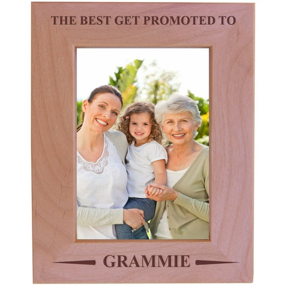 CustomGiftsNow The Best Get Promoted To Grammie - Wood Picture Frame - Fits 5x7 Inch Picture (Vertical)
