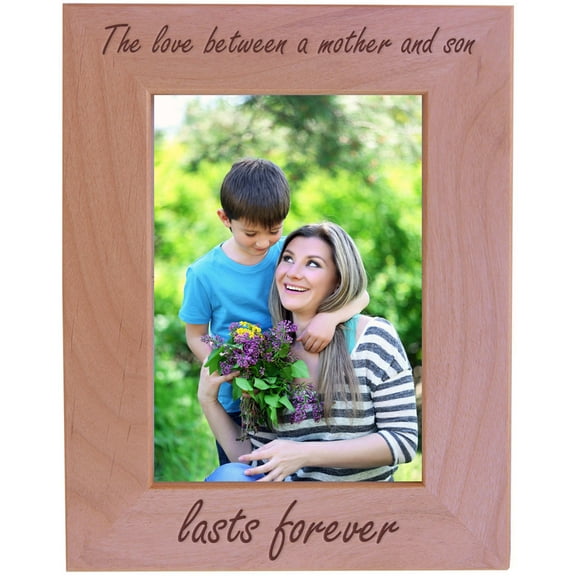 CustomGiftsNow The Love Between a Mother and Son Lasts Forever - Wood Picture Frame - Fits 5x7 Inch Picture (Vertical)