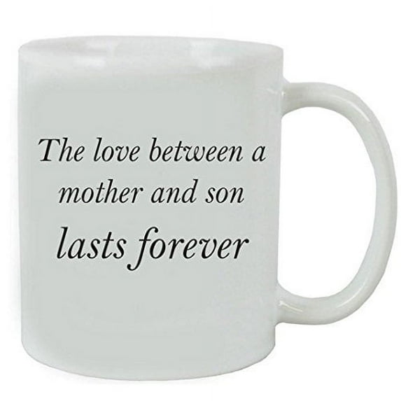 CustomGiftsNow The love between a Mother and Son lasts forever 11 oz White Ceramic Coffee Mug with FREE Gift Box - Gift for Father's Day, Christmas for Mom, Grandma, Mother, Grandmother (White)