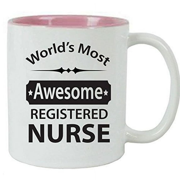 CustomGiftsNow World's Most Awesome Registered Nurse RN Coffee Mug - Great Gift for a CNA, RN, LPN Nurse, Nursing Student or Nursing Graduate (Pink)