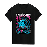 CustomMagic Blink-182 Print Shirt Unisex Casual Crew Neck Cotton Graphic Short Sleeve Tee Black, M