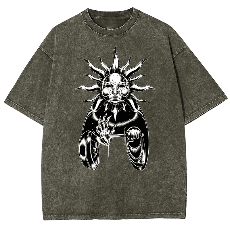 CustomMagic Funny Print Graphic T-shirt Vintage Wash Short