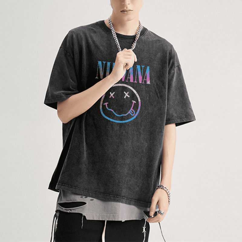 Embroidery Cotton Wide T-shirt (black) | OVY