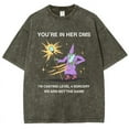 thumbnail image 1 of CustomMagic You're In Her Dms Magician Unisex Vintage Wash Print Denim T-shirt Grey, XXXL, 1 of 3