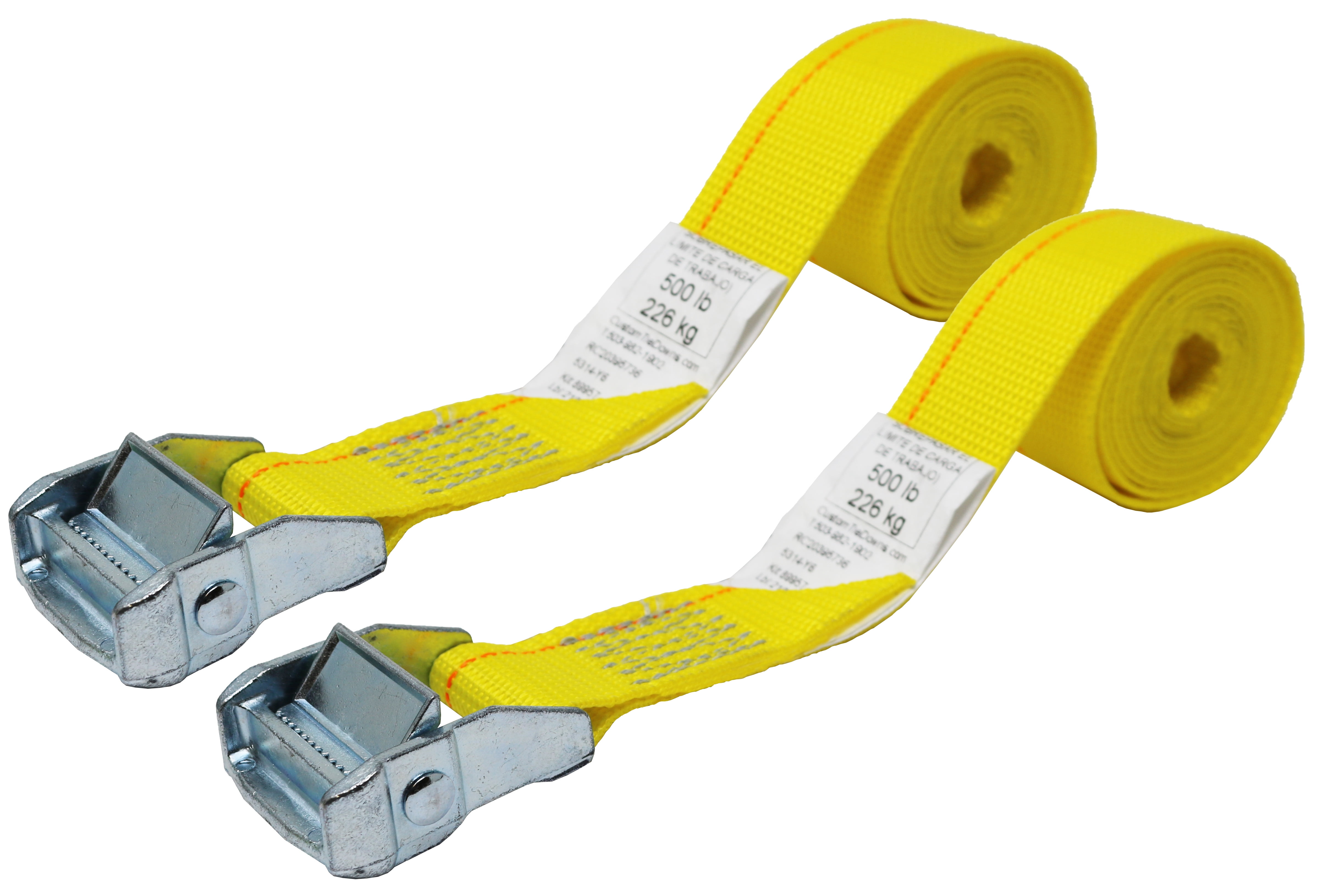CustomTieDowns 2-Pack Cinch Straps - 2" X 12' Endless Loop Tie Downs With Zinc Cam Buckles, No Hooks