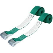 CustomTieDowns 2 Pack, 2 Inch x 8 Foot Cinch Strap Endless Loop Tie Down no hooks, Zinc Diecast Rust Proof Cam Buckle, Polyester Webbing.Green 1600