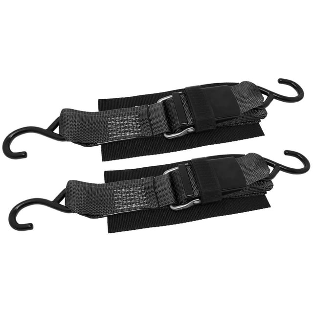 CustomTieDowns 2 Pack, 2 Inch Quick Release  Transom Tie-Down.  Protective Pad With Hook And Loop Security Strap Sewn Under Buckle To Hold Excess Strap.