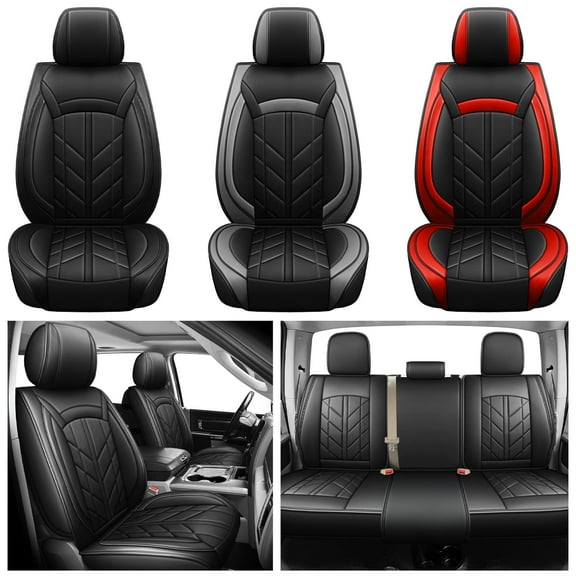 Customed For 2007-2024 GMC Sierra 1500 2500HD 3500HD Crew Cab Front&Rear Seat Cover Set,Black