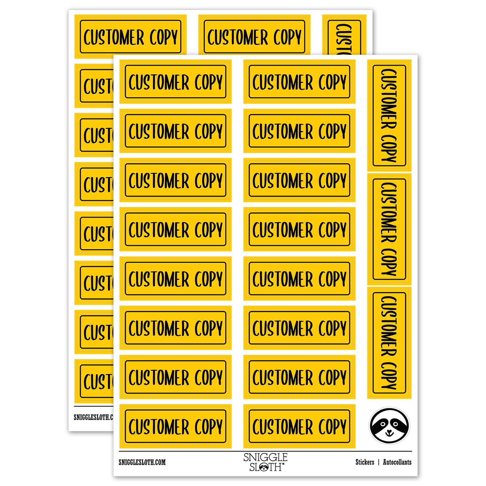 Customer Copy Invoice Receipt Sticker Set - Yellow - Gloss Finish - 2. ...
