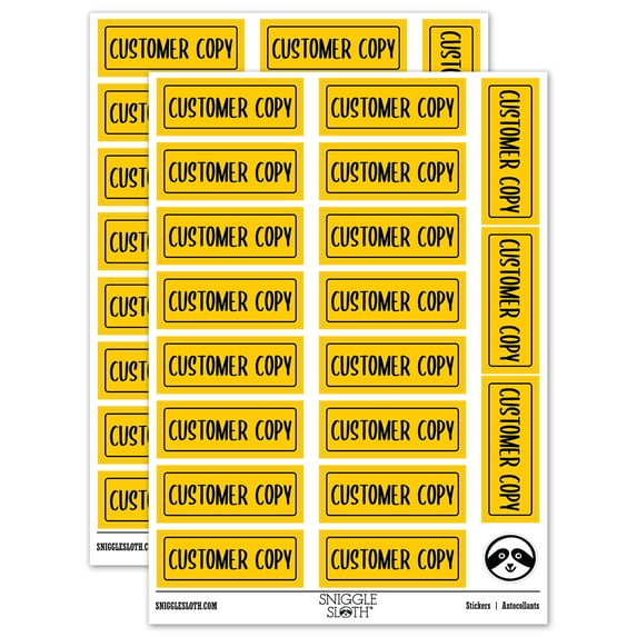 Customer Copy Invoice Receipt Sticker Set - Yellow - Matte Finish - 2.00" Large