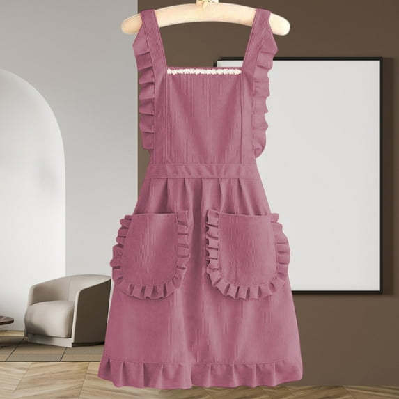 Customer Favorite, Vsgery Waterproof Bib Apron Corduroy, Home Kitchen, Restaurant Work, Cleaning, Dirt Resistant|Nylon,Spandex,Pink