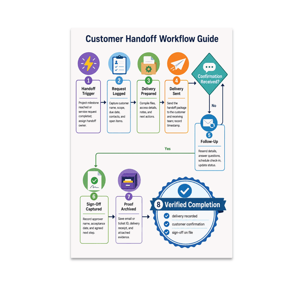 Customer Handoff Workflow Guide Poster, Service Teams, Operations Staff, and Client-Facing Businesses, 13x19 Glossy Paper
