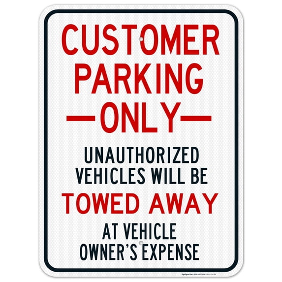 Customer Parking Only Sign,