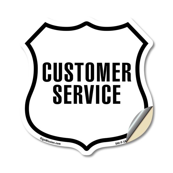 Customer Service (5 Pack) 4 inch X 4 inch Shield Shaped Heavy Duty 3.2 mil Vinyl Decals Weather Resistant Made in the USA