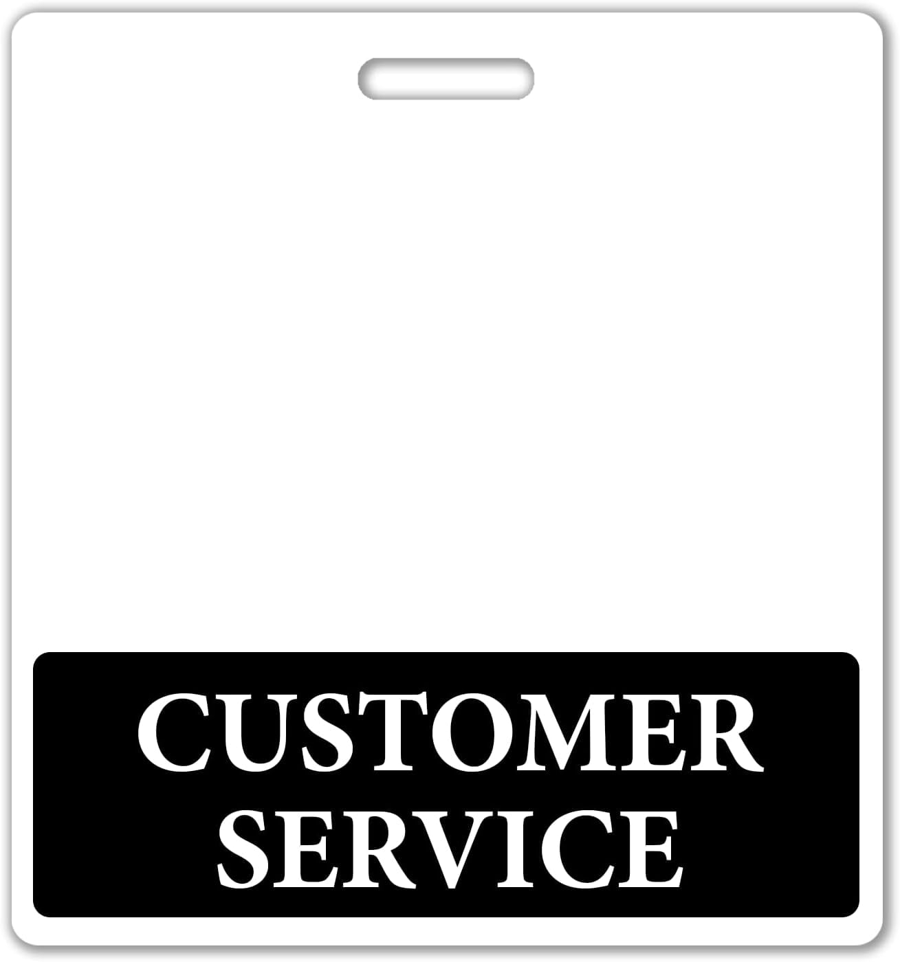 Customer Service Badge Buddy - Horizontal Badge Backer for Retail Associates & Staff - Heavy Duty, Double Sided Role Identifier - Oversized ID Tag Buddies - USA Printed by Specialist ID (Black)