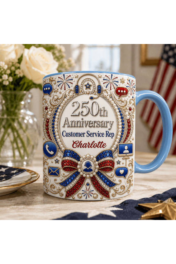 Customer Service Representative Ceramic Mug, Personalized 250th Anniversary Gift