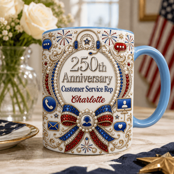 Customer Service Representative Ceramic Mug, Personalized 250th Anniversary Gift