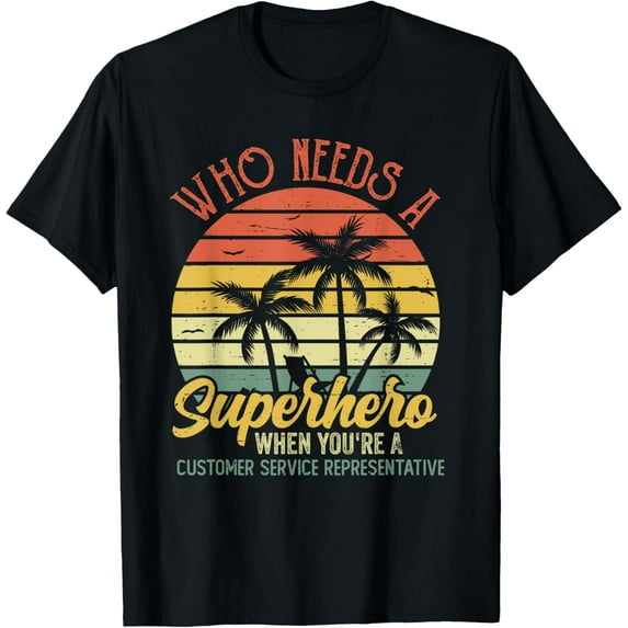 Customer Service Representative Funny Vintage Superhero T-ShirtMen and women, Black T-shirt, size: Extra large