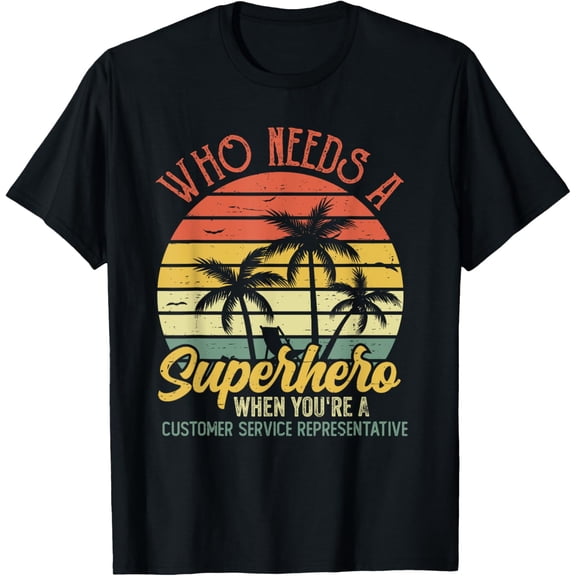 Customer Service Representative Funny Vintage Superhero T-ShirtMen and women, Black T-shirt, size: Extra large