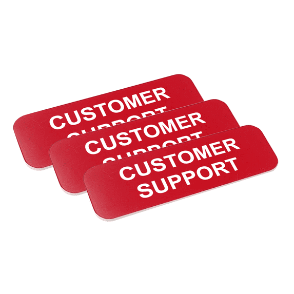 Customer Support 1 x 3" Name Tag/Badge, Red, (3 Pack)