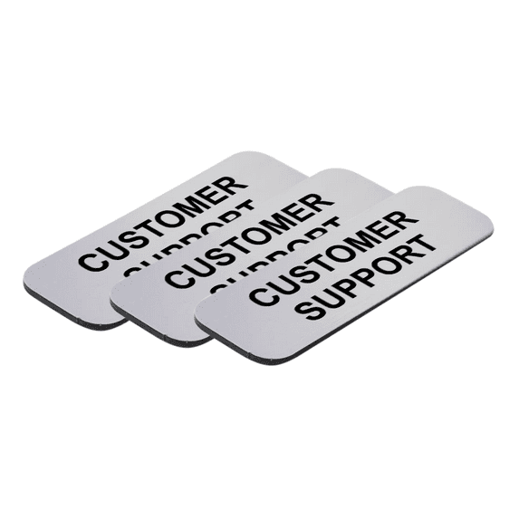 Customer Support 1 x 3" Name Tag/Badge, Silver, (3 Pack)