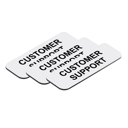 Customer Support 1 x 3" Name Tag/Badge, White, (3 Pack)
