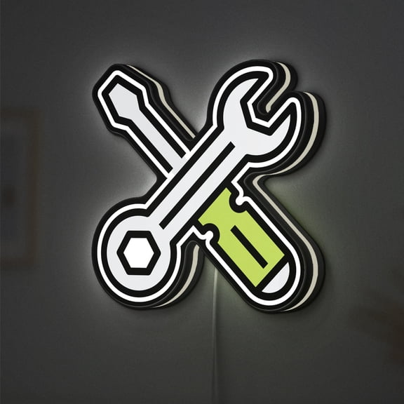 Customer Support 3D Novelty Light Box, Service Tools Wall Art, Lighted Sign For Tech And Office Spaces (Width 12 inch, 30cm)