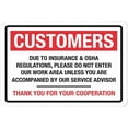 thumbnail image 1 of Customers No Entry Work Area Tin Sign - 12×8 Inches, Garden Yard Wall Decor for Home Business, 1 of 6