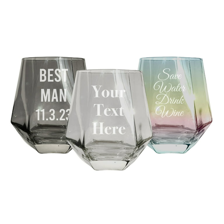 Personalized 9 oz. ARC Stemless Etched Wine Glasses