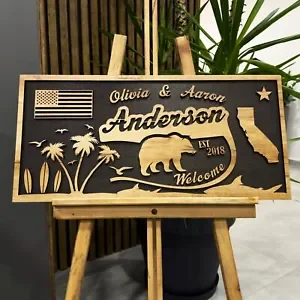 Customizable 3D California-Themed Wall Decor Personalized with Names & Dates