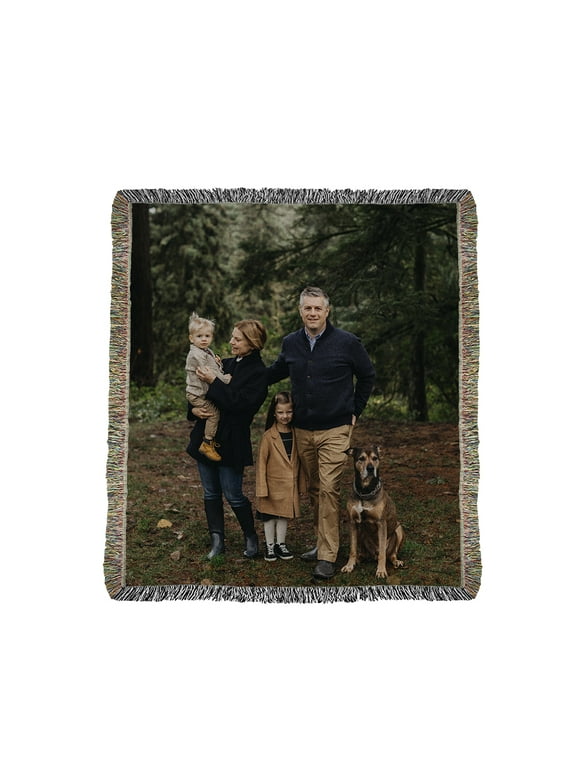 Customizable 50x60 Photo Woven Throw Blanket, Photograph, Unisex, Adult, Teen, Tween, People, Pets, Scenes