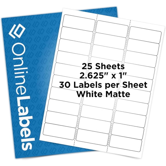 Customizable Address Labels - 2.625 x 1 - Permanent, White Matte - 750 Labels, 25 Sheets - Inkjet/Laser Printers