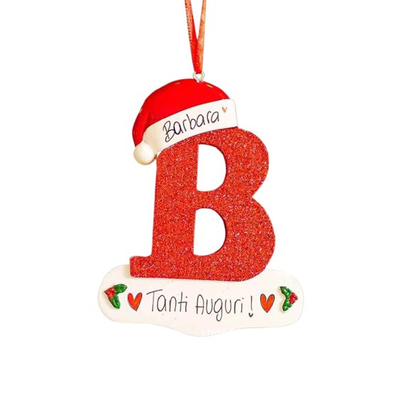 Customizable Alphabet Christmas Ornaments, Acrylic Santa Hat Letter Hanging Ornament with Personalized Text & Year, Custom Initial Christmas Tree Keepsake Decoration Holiday Gift